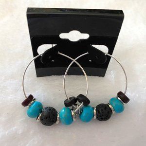 Essential Diffuser Hoop Earrings Blue/Black Handmade